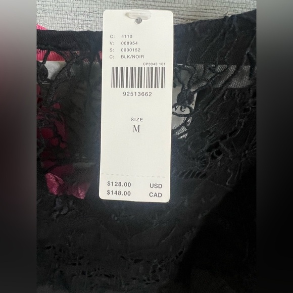 NWT new medium Anthropologie Maeve black w pink bow back lace batwing top - Picture 6 of 17